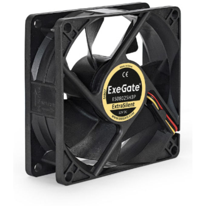 Вентилятор 12В DC EXEGATE EXTRAPOWER EP08025H2P (80x80x25 мм, Hydraulic bearing (гидродинамический), 2pin, 2800RPM, 24dBA) <EX299880RUS>